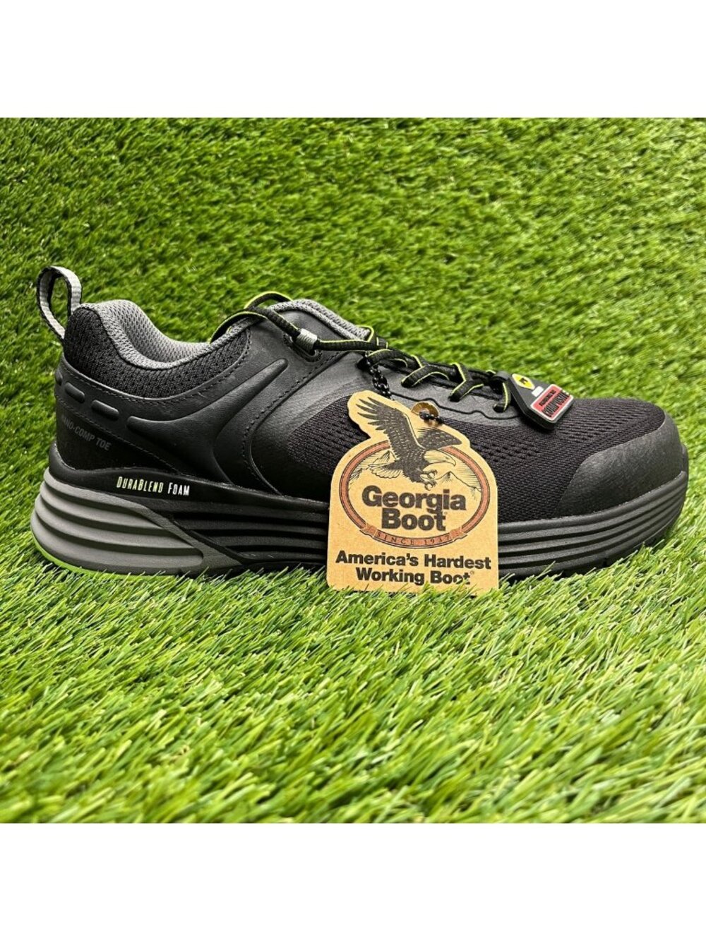 Georgia Boot DuraBlend Sport Mens Size 8E Black Composite Nano Toe Work Shoes